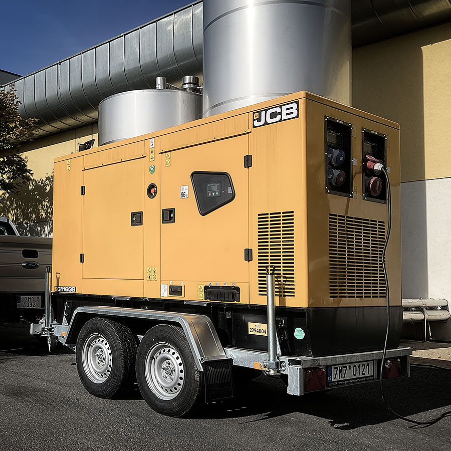 Elektrocentrála JCB 105 kVA – půjčovna centrál, pronájem